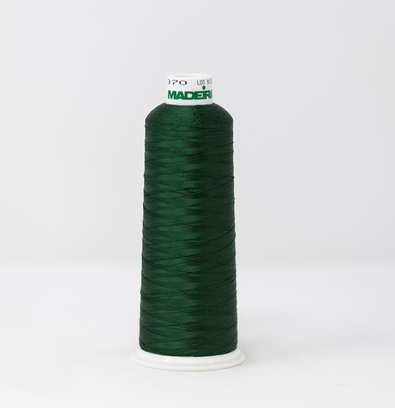 #910-1370 5,500 yard cone of #40 weight Fir Green Rayon machine embroidery thread.